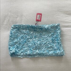 Edikted Blue Sequin Mini Skirt